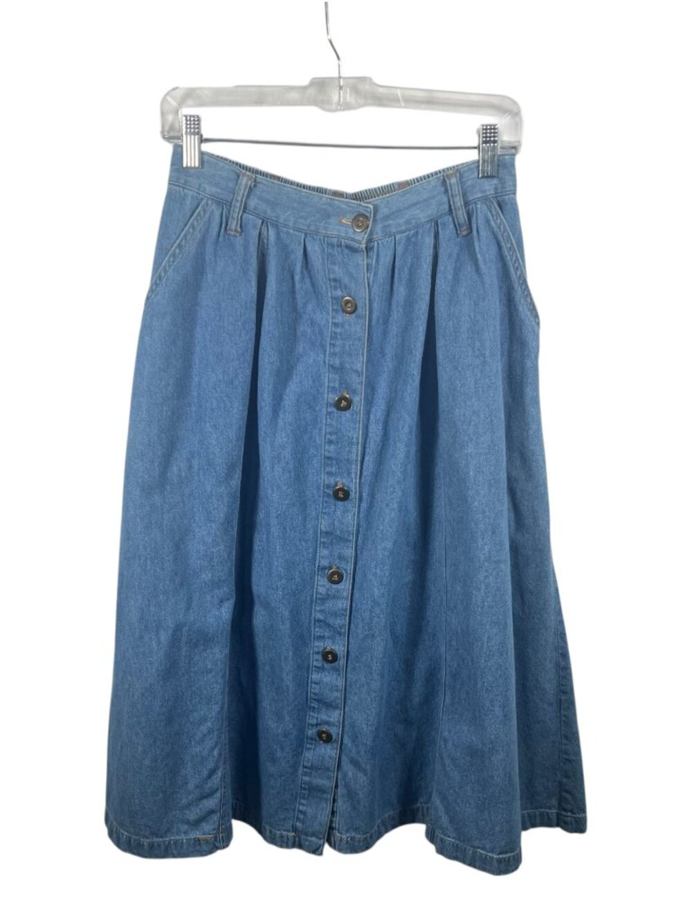 Vintage Vence Blues Womens Button Up Denim Maxi Skirt Size 10 Blue Country Ranch